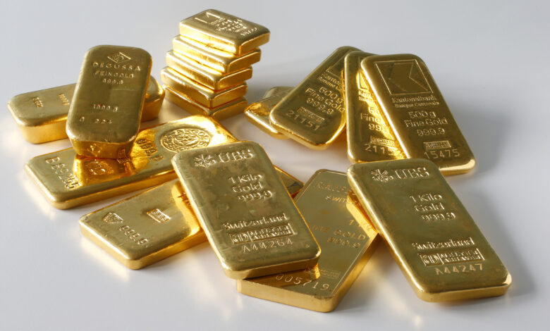FILE PHOTO: Gold bars from the vault of a bank are seen in this illustration picture taken in Zurich